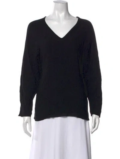Pre-owned The Row V-neck Long Sleeve Top In Black