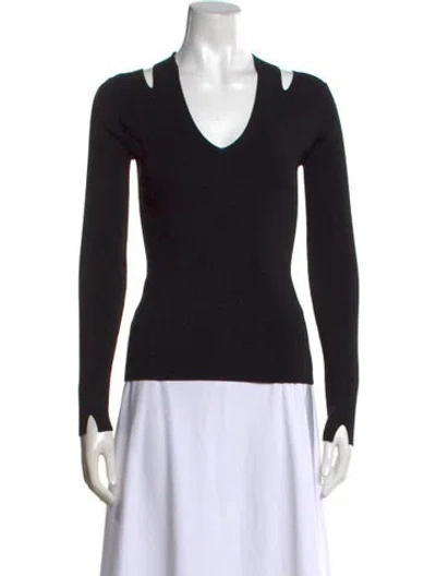Pre-owned The Row V-neck Long Sleeve Top In Black