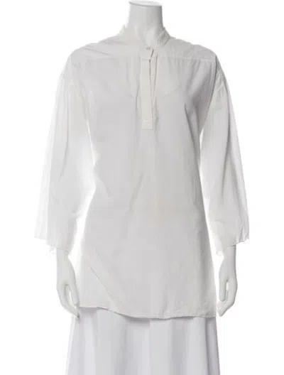 Pre-owned The Row V-neck Long Sleeve Tunic In White