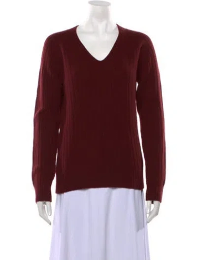 Pre-owned The Row V-neck Merino Wool Sweater In Brown