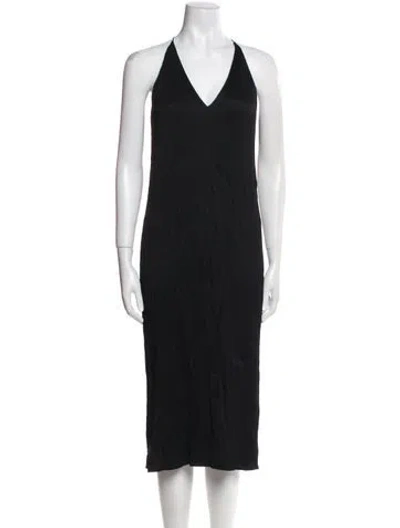 Pre-owned The Row V-neck Midi Length Dress In Black
