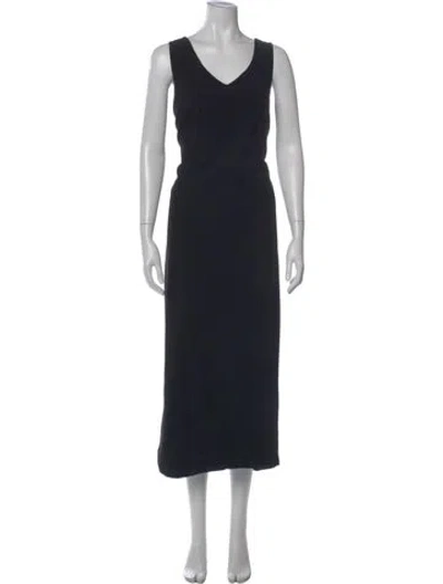 Pre-owned The Row V-neck Midi Length Dress In Black