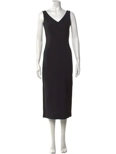 Pre-owned The Row V-neck Midi Length Dress In Black