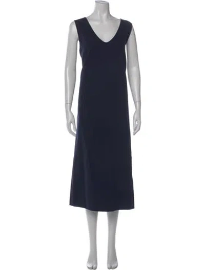 Pre-owned The Row V-neck Midi Length Dress In Blue