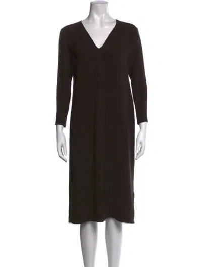 Pre-owned The Row V-neck Midi Length Dress In Brown