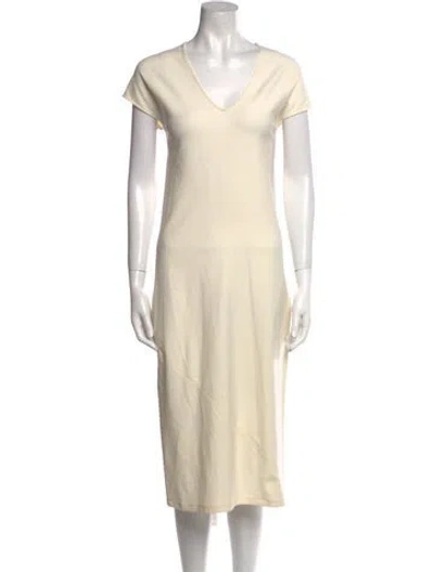 Pre-owned The Row V-neck Midi Length Dress In Neutral