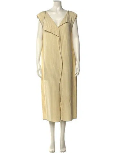Pre-owned The Row V-neck Midi Length Dress In Neutral