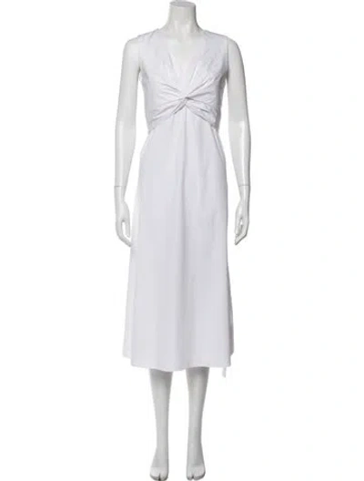Pre-owned The Row V-neck Midi Length Dress In Neutral