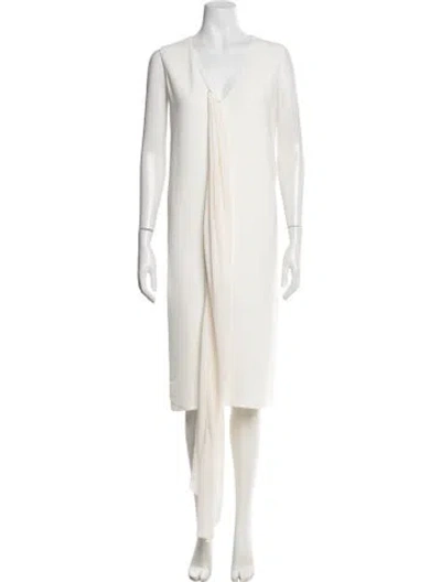 Pre-owned The Row V-neck Midi Length Dress In Neutral