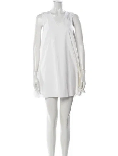 Pre-owned The Row V-neck Mini Dress In Neutral