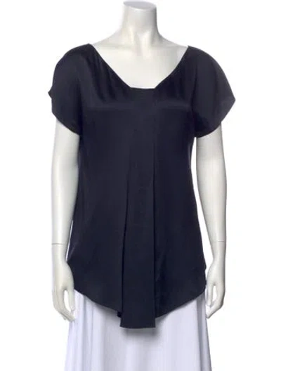 Pre-owned The Row V-neck Short Sleeve Blouse In Blue