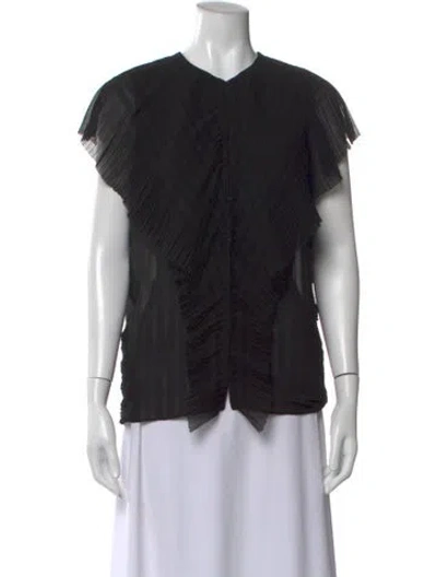 Pre-owned The Row V-neck Short Sleeve Top In Black