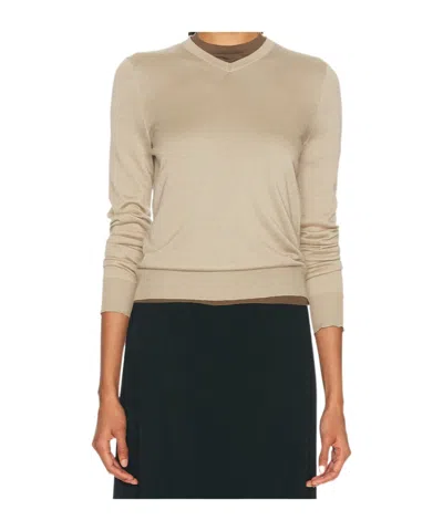 The Row V-neck Sweater In Brown