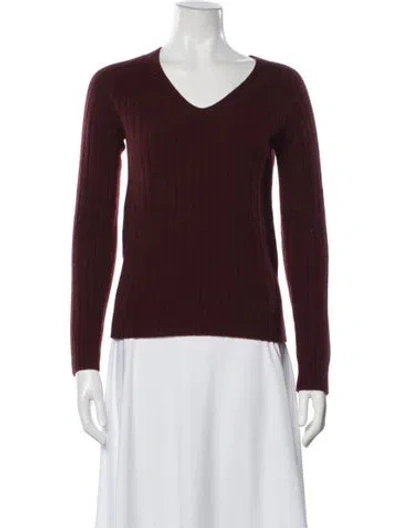 Pre-owned The Row V-neck Sweater In Burgundy