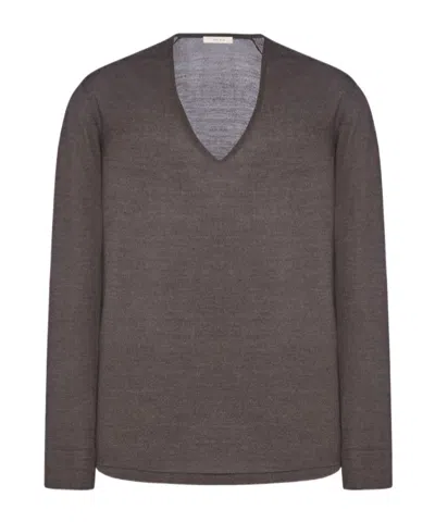The Row V-neck Sweater In Mixed Brown