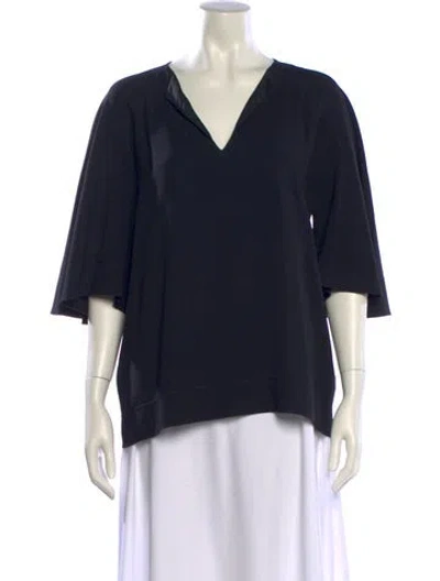 Pre-owned The Row V-neck Three-quarter Sleeve Blouse In Black