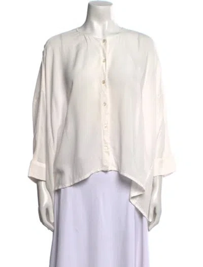 Pre-owned The Row V-neck Three-quarter Sleeve Blouse In White