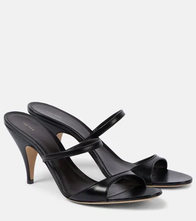 The Row Voluptas Leather Mules In Blk Black