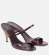 The Row Voluptas Leather Mules In Bordeaubergine
