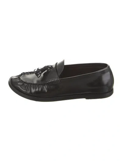 Pre-owned The Row Walles Leather Loafers In Black