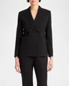 The Row Wallis Double Breasted Stretch Wool Crepe Blazer In Black