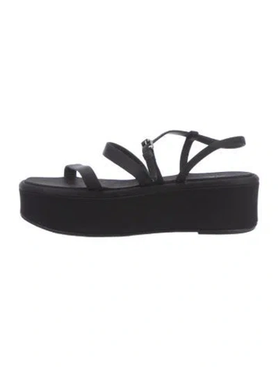 Pre-owned The Row Wedge Satin Sandals In Black