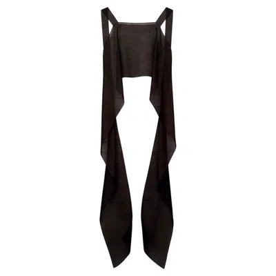 Pre-owned The Row Wei Silk Organza Tank Top Black Os Cascading Wrap Crop Wings Ss19