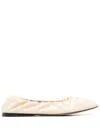 The Row Woman Ballet Flats Cream Size 6 Leather In Tol - Toile