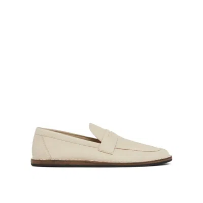The Row White Calfskin Slip-on Loafers