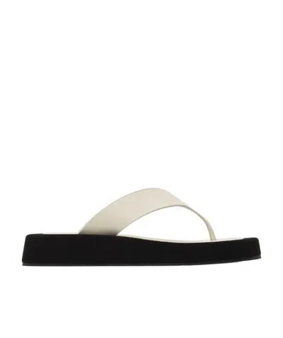 THE ROW WHITE CLIP-ON SANDALS