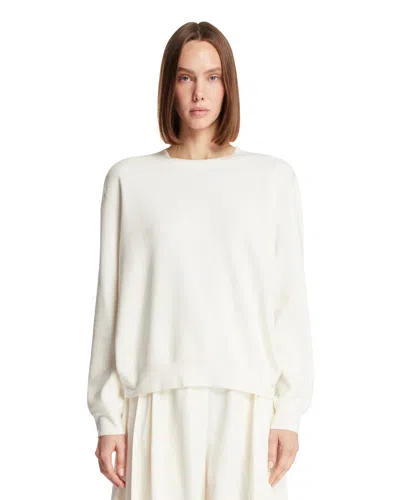 The Row White Cotton And Silk Sweater In Multi