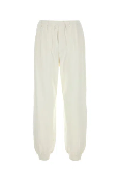The Row White Cotton Avo Joggers In Metallic