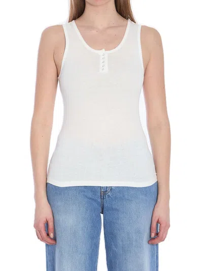 The Row White Cotton Blend Mansel Tank Top