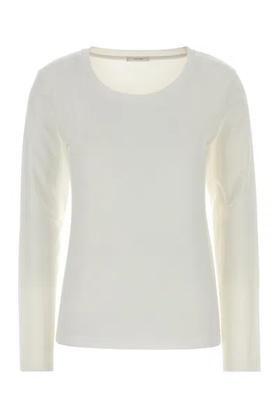The Row Kato Cotton Long Sleeve Round Neck T-shirt In Transparent