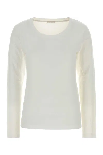 The Row Kato Cotton Long Sleeve Round Neck T-shirt In Transparent