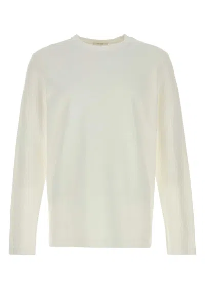 The Row Long Sleeve Crew Neck Cotton T-shirt In Neutral
