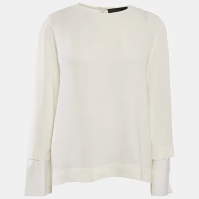 Pre-owned The Row White Crepe Long Sleeve Blouse M