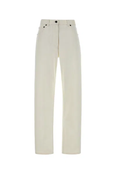 The Row Denim Burty Trousers With Pockets And Loops In Neutral