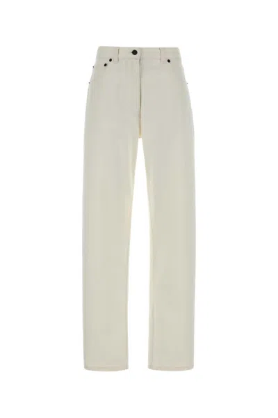 The Row Denim Burty Trousers With Pockets And Loops In Neutral