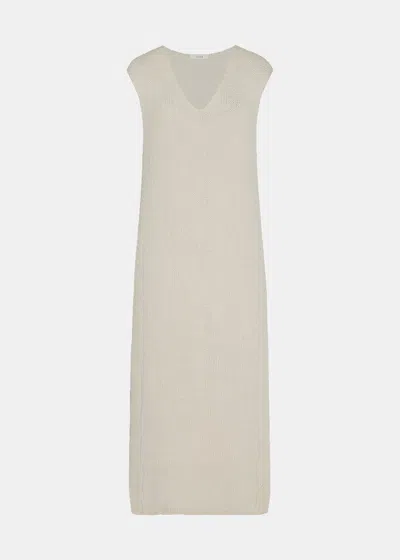 The Row Folosa Open-knit Maxi Silk Dress In Wht White