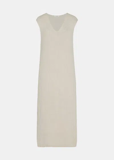 The Row Folosa Open-knit Maxi Silk Dress In White