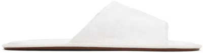 THE ROW WHITE FRANCES OPEN TOE SHINY SILK JACQUARD SLIPPERS