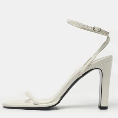 The Row White Leather Kate Ankle Strap Sandals