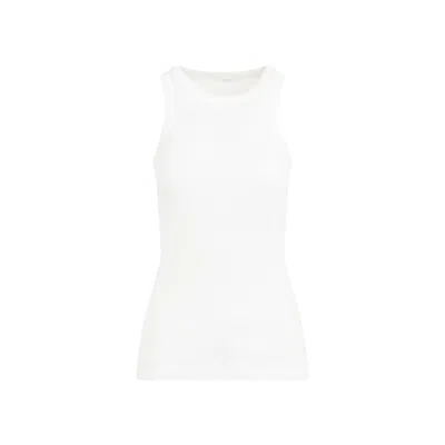 The Row Misty Long Ribbed-knit Cotton Tank Top In White
