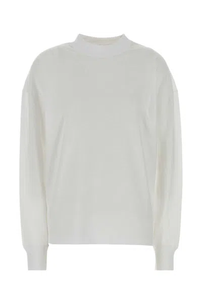The Row White Mock Neck Full Sleeves T-shirt