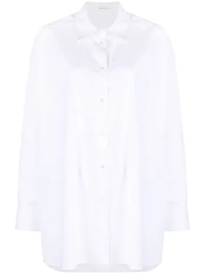 THE ROW WHITE POINT-COLLAR COTTON SHIRT