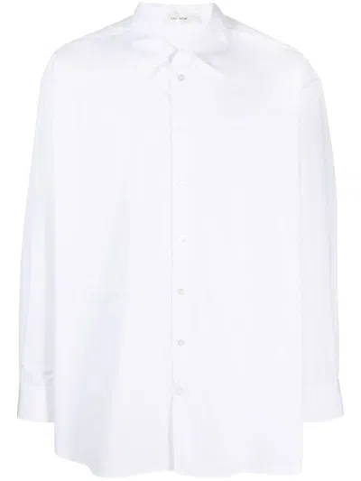 The Row White Point-collar Cotton Shirt In Weiss