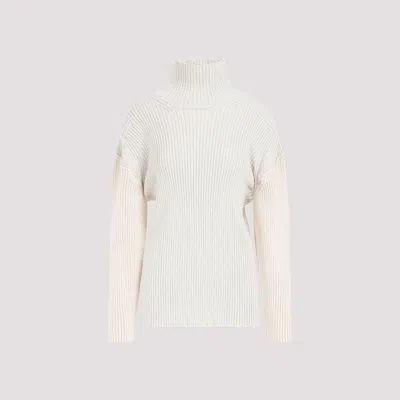 The Row Dua Rib-knit Cotton And Cashmere Sweater In Beige