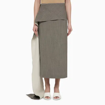 The Row White/black Wool Skirt With Side Train