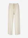 The Row Geordie Cashmere Towelling Wide-leg Pull-on Pants In Beige